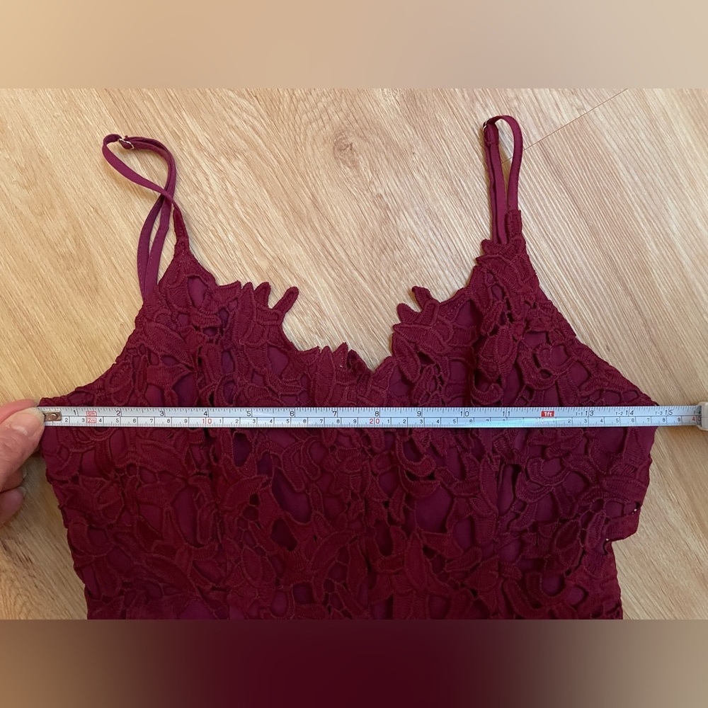New NWT Endless Rose burgundy red lace midi dress XS spaghetti straps $100 - Picture 11 of 14
